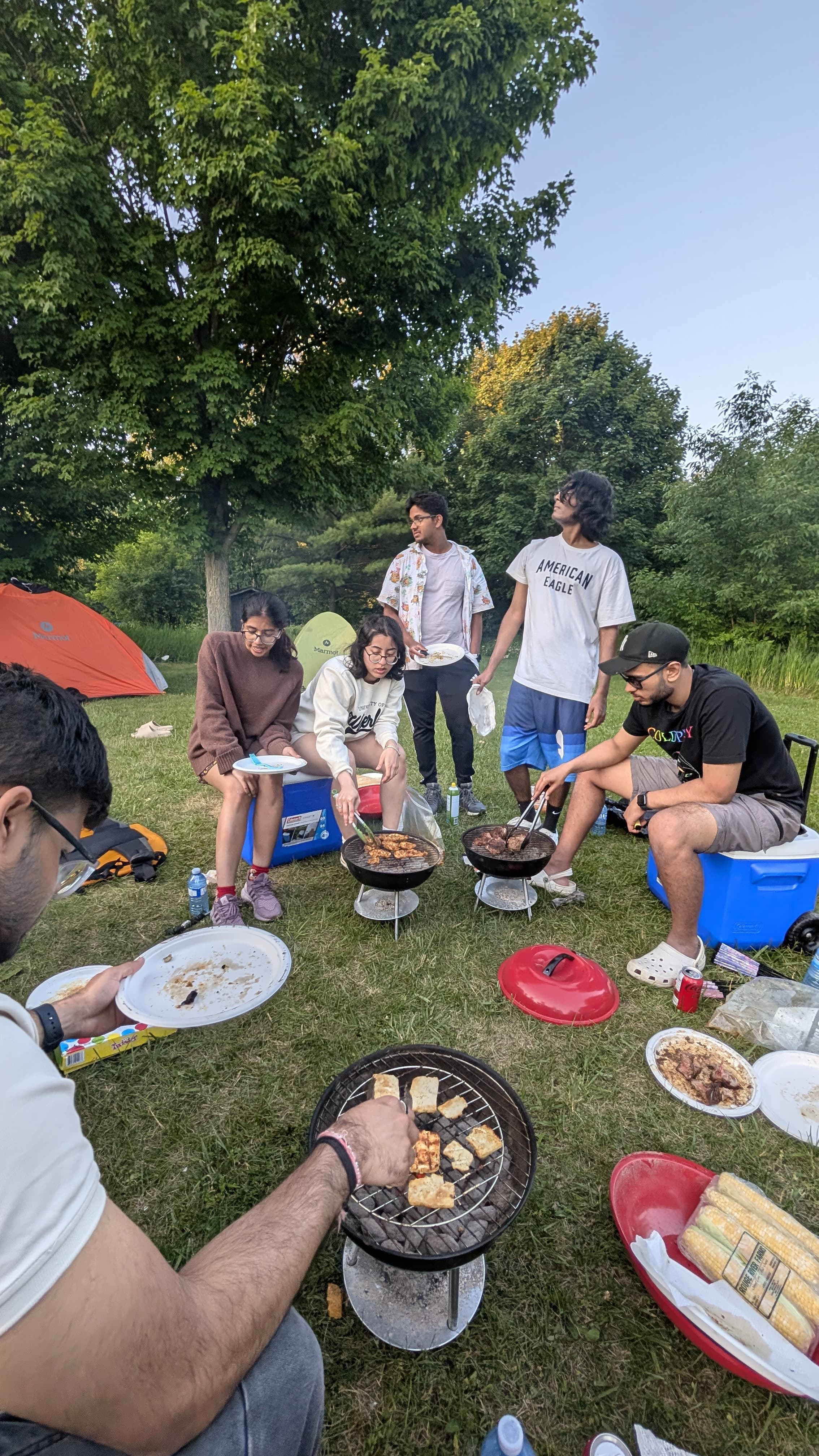 Camping and grilling Halloumi