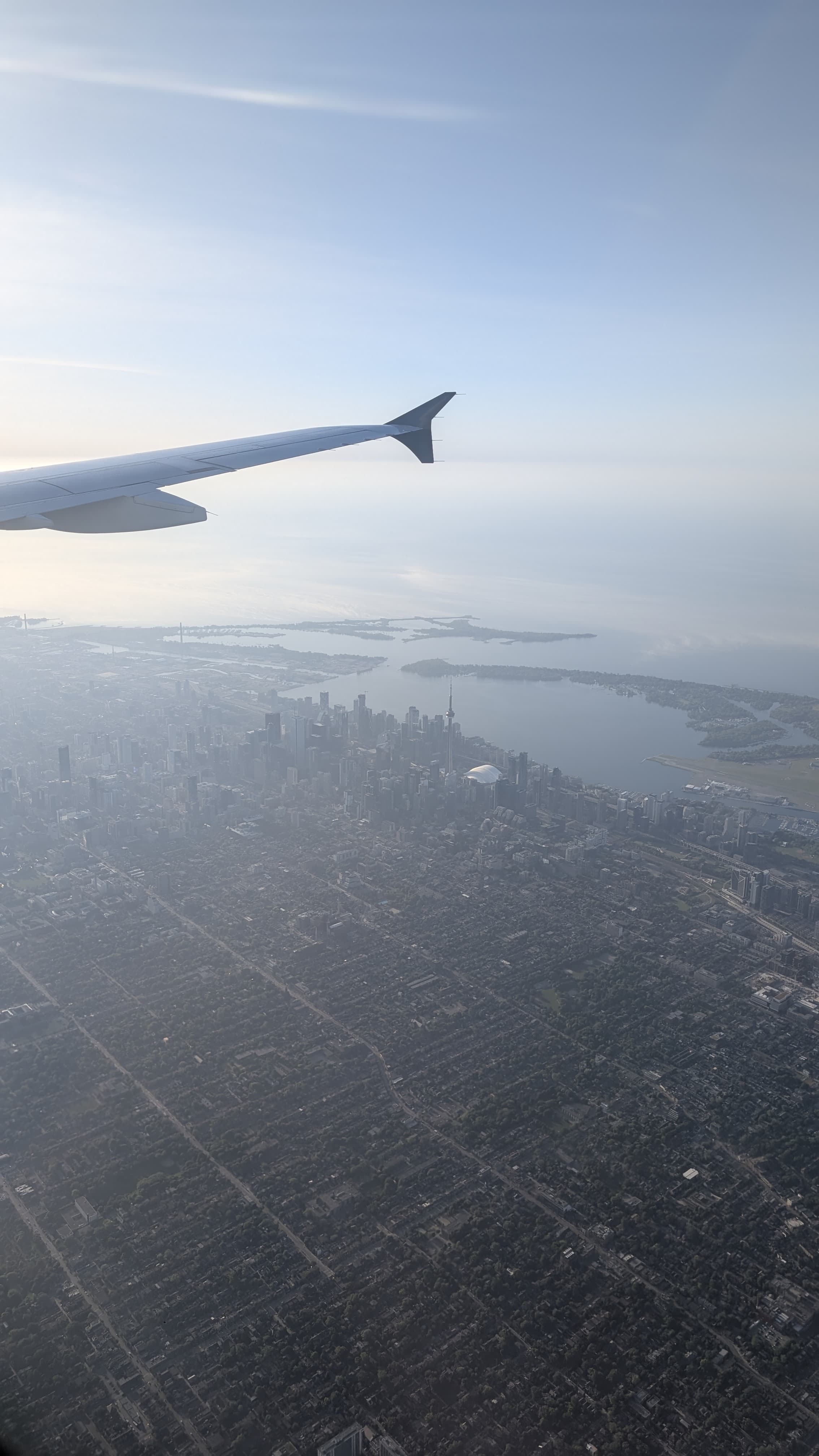 Toronto skyline from a plane
